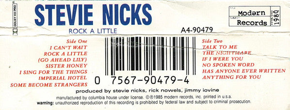Stevie Nicks : Rock A Little (Cass, Album, Club, Dol)