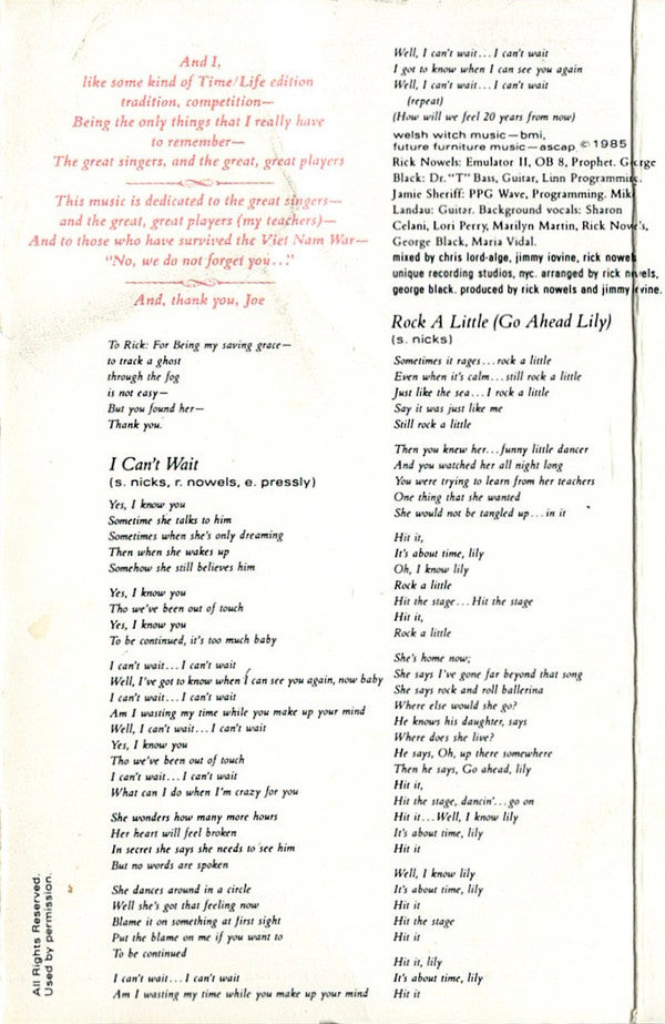 Stevie Nicks : Rock A Little (Cass, Album, Club, Dol)