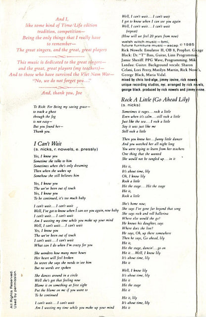 Stevie Nicks : Rock A Little (Cass, Album, Club, Dol)