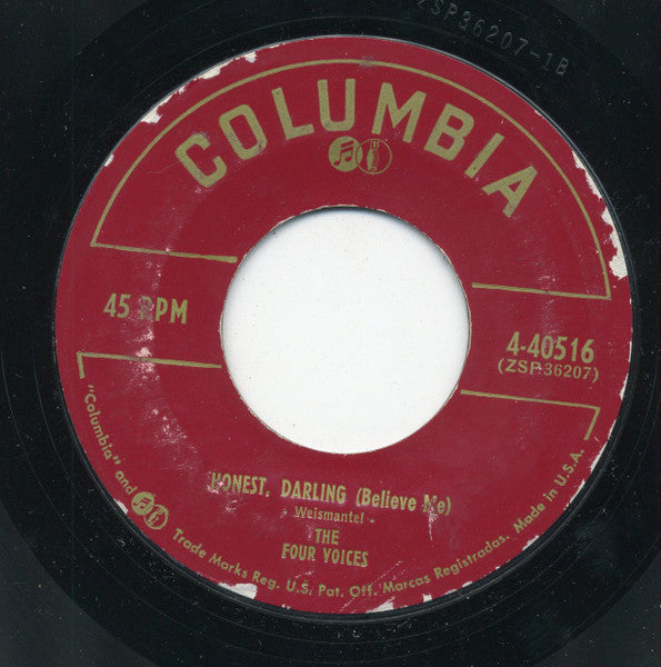 The Four Voices : Honest, Darling (Believe Me) / Hey Honey (Kissin' Is Free) (7")