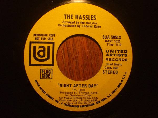 The Hassles : Night After Day (7", Single, Promo, Styrene)