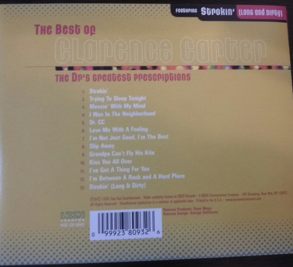 Clarence Carter : The Best Of Clarence Carter - The Dr.'s Greatest Prescriptions  (CD, Comp)