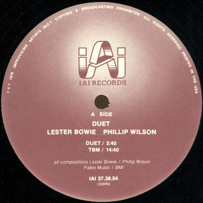 Lester Bowie / Phillip Wilson : Duet (LP, Album)