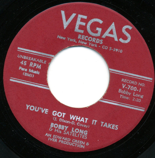 Bobby Long & His Satelites : You've Got What It Takes / Stir It Up (7", Single)