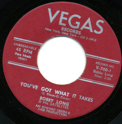 Bobby Long & His Satelites : You've Got What It Takes / Stir It Up (7", Single)