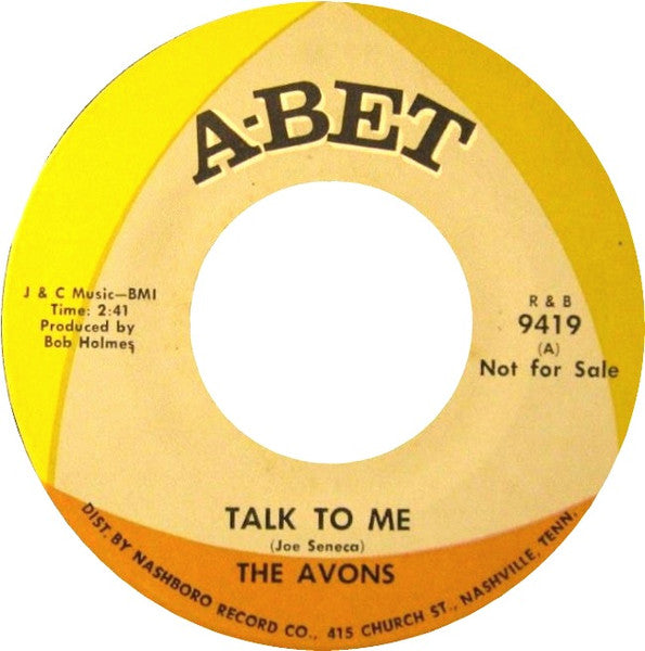 The Avons (4) : Talk To Me  (7", Single, Promo)