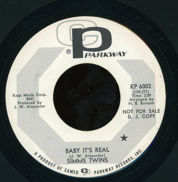 Sims Twins : Baby It's Real (7", Single, Promo)