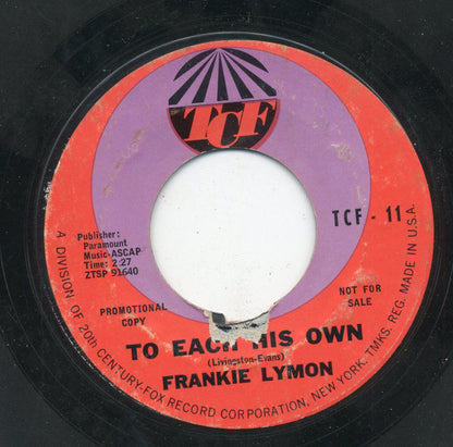 Frankie Lymon : To Each His Own / Teacher, Teacher (7", Single, Promo, Styrene)