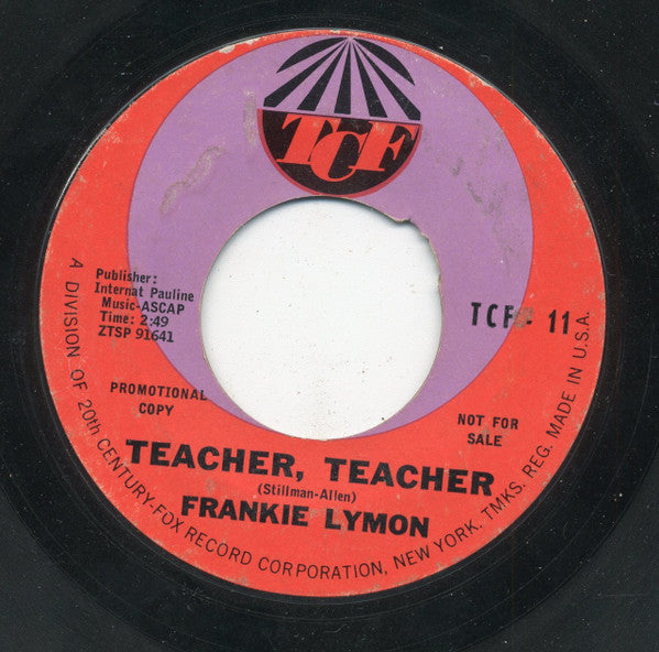 Frankie Lymon : To Each His Own / Teacher, Teacher (7", Single, Promo, Styrene)
