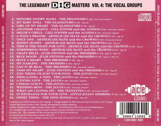Various : The Legendary Dig Masters Vol. 4: The Vocal Groups - Shoo-Be-Doo-Be-Ooh (CD, Comp)