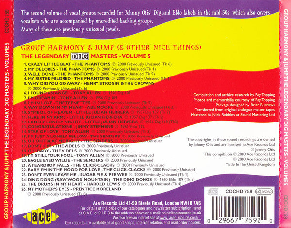 Various : Group Harmony & Jump: Dig Masters Vol 5  (CD, Comp)