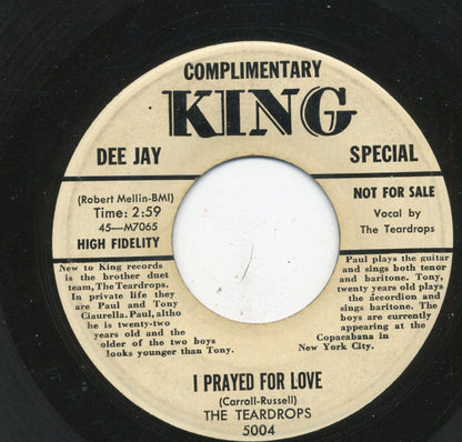 The Teardrops (6) : My Inspiration / I Prayed For Love (7", Single, Promo)