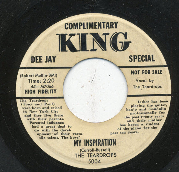 The Teardrops (6) : My Inspiration / I Prayed For Love (7", Single, Promo)