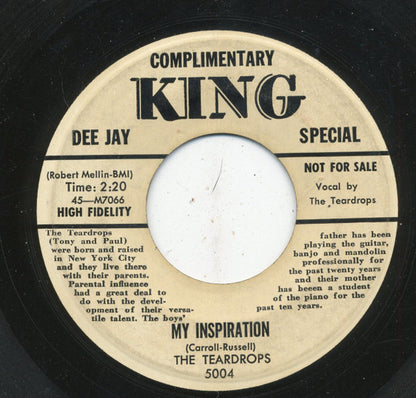 The Teardrops (6) : My Inspiration / I Prayed For Love (7", Single, Promo)