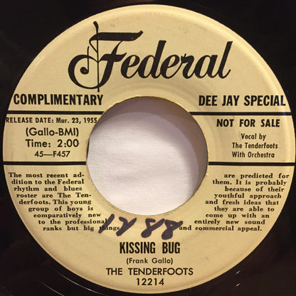 The Tenderfoots : Kissing Bug / Watussi Wussi Wo (7", Promo)