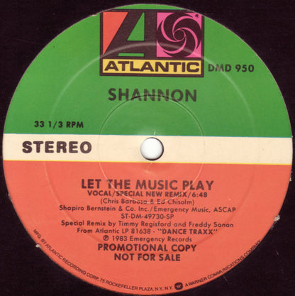 Shannon / Steve Arrington : Let The Music Play / Dancin' In The Key Of Life (New Special Remix Versions) (12", Promo)