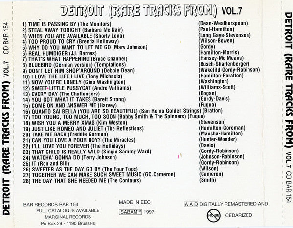 Various : Detroit (Rare Tracks From) Vol.7 (CD, Comp, Ltd, Unofficial)