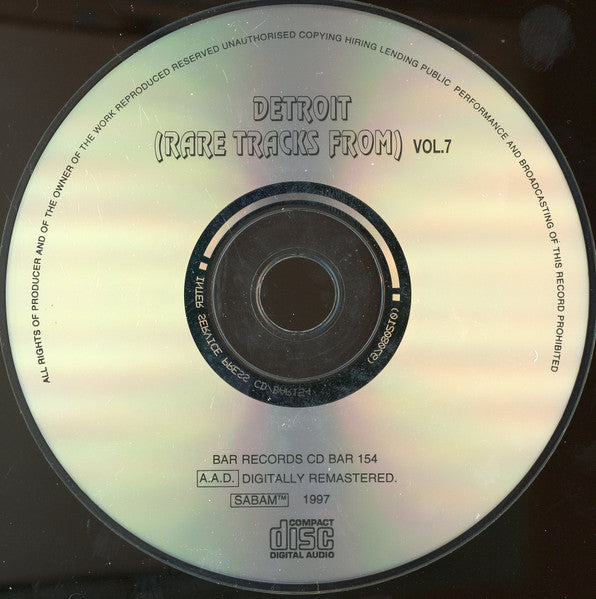 Various : Detroit (Rare Tracks From) Vol.7 (CD, Comp, Ltd, Unofficial)