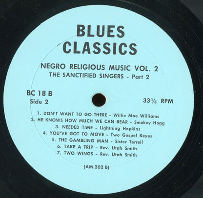 Various : Negro Religious Music Vol. 2 - The Sanctified Singers - Part 2 (LP, Comp)