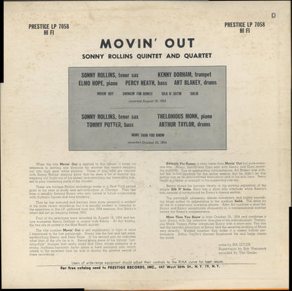 Sonny Rollins : Moving Out (LP, Album, Mono, RP)