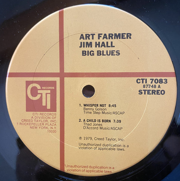 Art Farmer / Jim Hall : Big Blues (LP, Album, Gat)