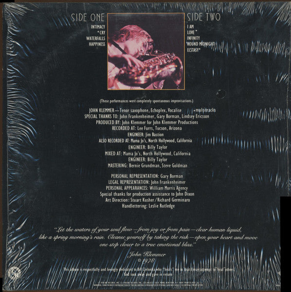 John Klemmer : Cry (LP, Album)