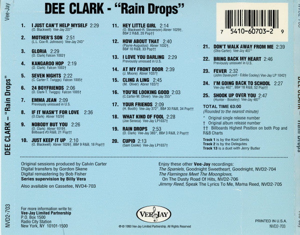 Dee Clark : "Rain Drops" (CD, Comp, Mono)