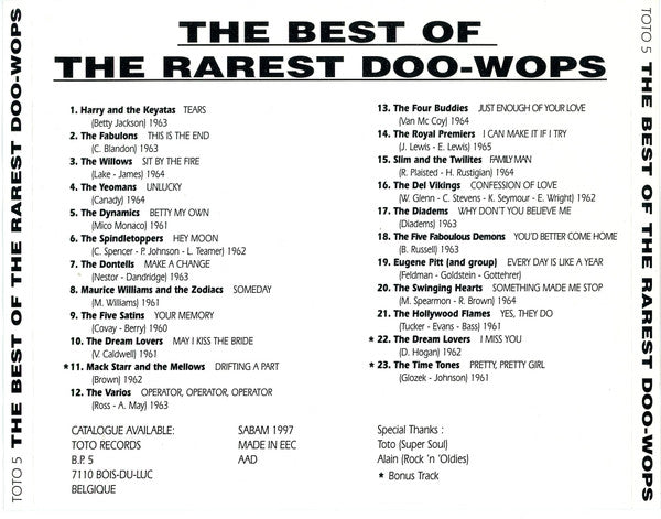 Various : The Best Of The Rarest Doo-Wops (CD, Comp)