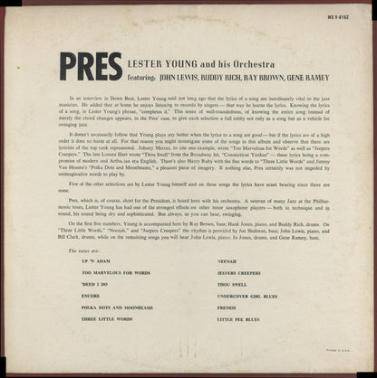 Lester Young And His Orchestra : Pres (LP, Album, Mono, RE)