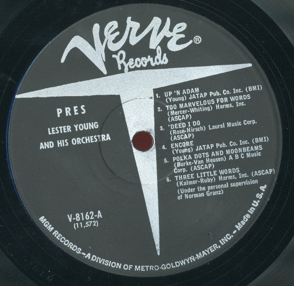 Lester Young And His Orchestra : Pres (LP, Album, Mono, RE)