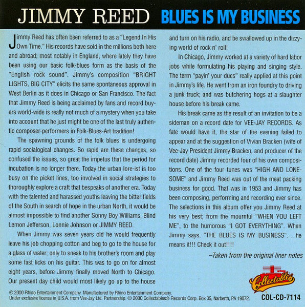Jimmy Reed : Blues Is My Business (CD, Album)