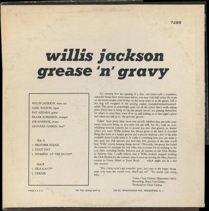 Willis Jackson : Grease 'N' Gravy (LP, Album, Mono, RP)