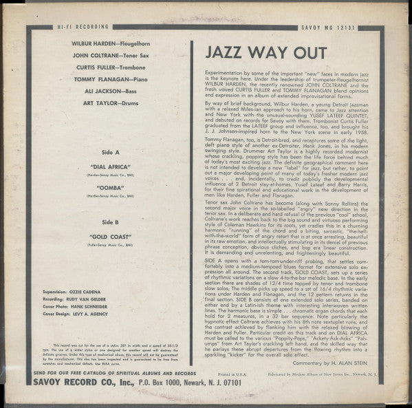 Wilbur Harden : Jazz Way Out (LP, Album, Bes)