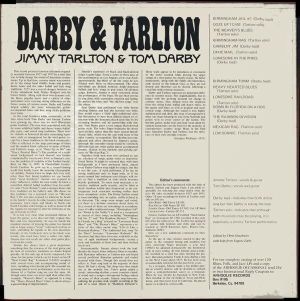 Darby & Tarlton : Jimmy Tarlton & Tom Darby (LP, Comp)