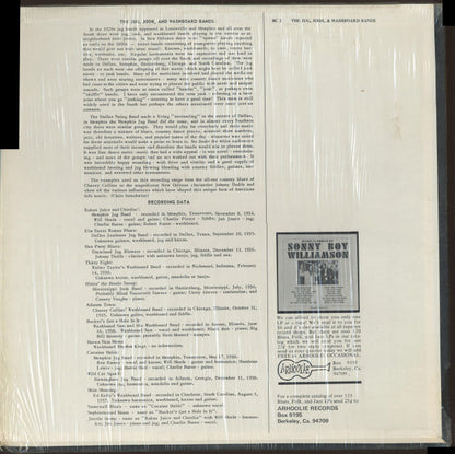 Various : Blues Classics By The Jug, Jook And Washboard Bands (LP, Comp, M/Print)