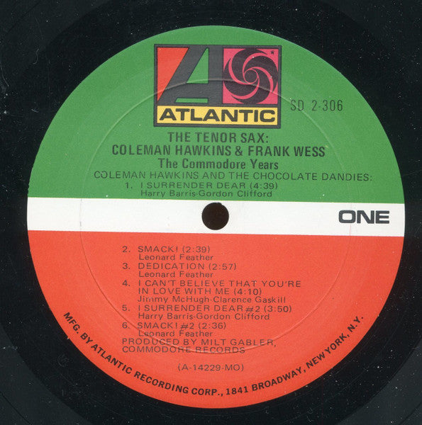 Coleman Hawkins & Frank Wess : The Tenor Sax: Coleman Hawkins & Frank Wess (2xLP, Comp, MO)