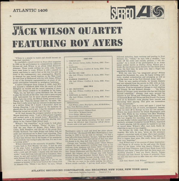The Jack Wilson Quartet Featuring Roy Ayers : The Jack Wilson Quartet (LP, RE, PR)