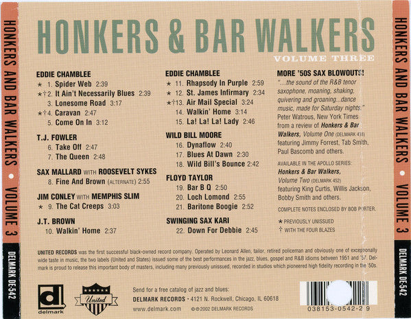 Various : Honkers & Bar Walkers Volume Three (CD, Comp)