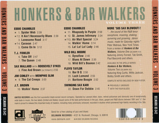 Various : Honkers & Bar Walkers Volume Three (CD, Comp)