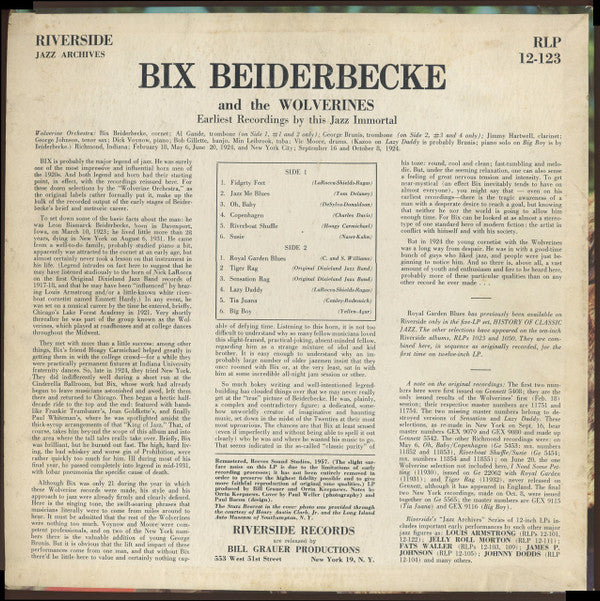 Bix Beiderbecke And The Wolverines : Bix Beiderbecke And The Wolverines (LP, Comp, Mono)
