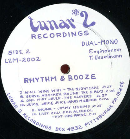 Various : Rhythm & Booze - R&B Drinking Songs Of The 50's (LP, Comp, Mono)
