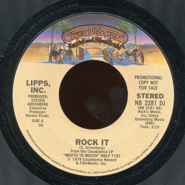 Lipps, Inc. : Rock It  (7", Single, Mono, Promo, Styrene, Pit)