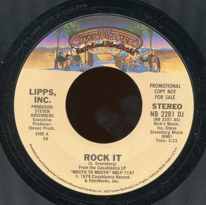 Lipps, Inc. : Rock It  (7", Single, Mono, Promo, Styrene, Pit)