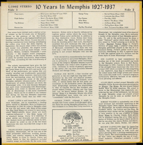 Various : Ten Years In Memphis 1927-1937 (LP, Comp)