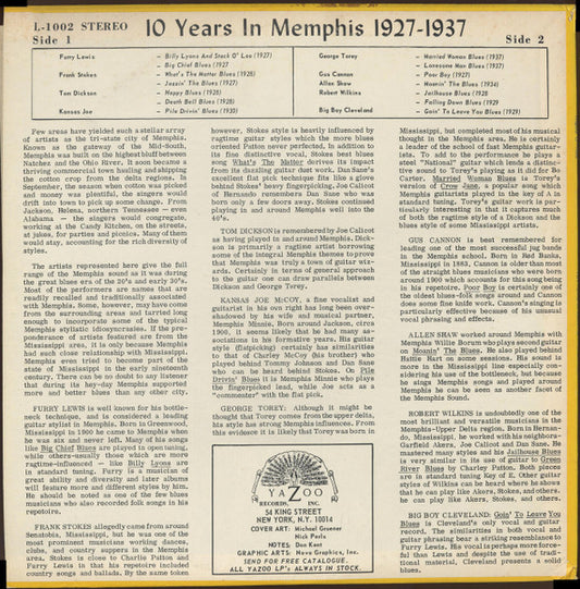 Various : Ten Years In Memphis 1927-1937 (LP, Comp)
