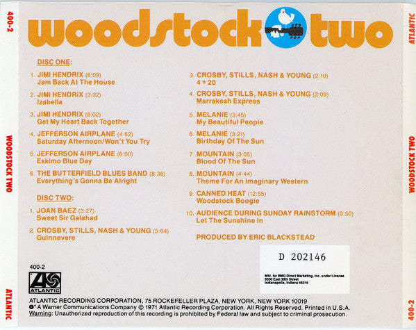 Various : Woodstock Two (2xCD, Album, Club)