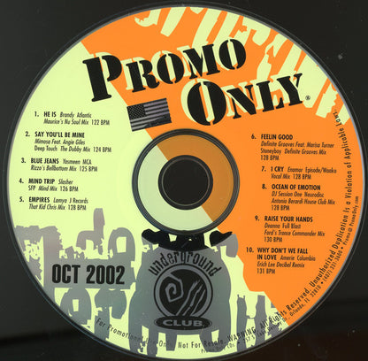 Various : Promo Only Underground Club: October 2002 (CD, Comp, Promo)