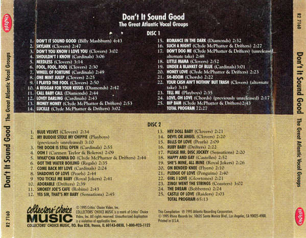 Various : Don't It Sound Good The Great Atlantic Vocal Groups (2xCD, Comp)