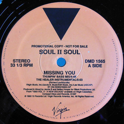 Soul II Soul : Missing You (12", Promo)