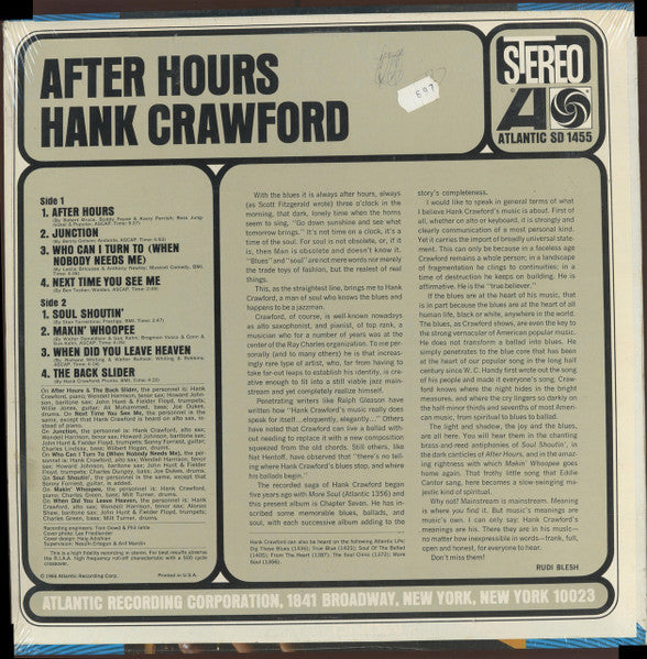 Hank Crawford : After Hours (LP, Album)